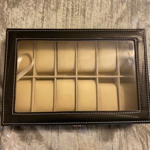 Black Leather Watch Case Holds 12 watches